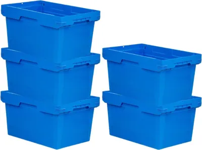 Produktbild von SparSet 5x Conical Mehrweg-Stapelbehälter Blau | HxBxT 32,3x40x60cm | 58 Liter | Lagerbox Eurobox Transportbox Transportbehälter Stapelbehälter