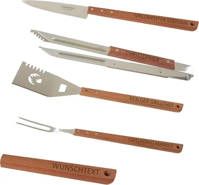 Imagen del producto de Utensilios para barbacoa con grabado – Utensilios para barbacoa personalizados – Regalos para hombres – Regalos de cumpleaños – Regalo para el Día del Padre – Set de barbacoa