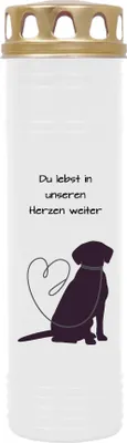 Produktbild von Grabkerze Weiß, Brenndauer: 170 Stunden ( 7 Tage ), Motiv: Labrador