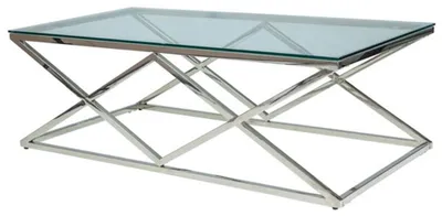 Image de Table basse en verre Zadar A 120 x 60 x 40 cm, chromée
