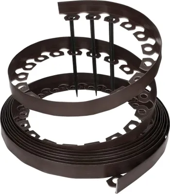 Image de GARDENIX Flexible LineBORDER : bordure de pelouse en plastique, 20 piquets de fixation, longueur 10 m, hauteur 4 cm – Marron