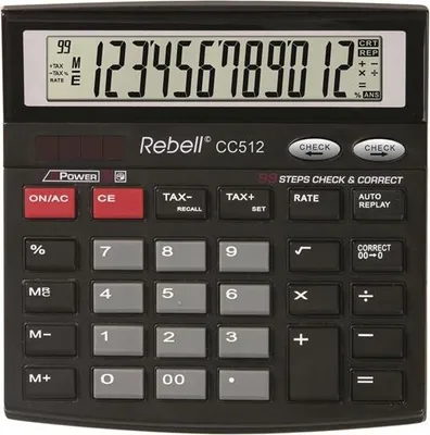 Image de Calculatrice de bureau Rebell CC512 BX, 12 chiffres, noir