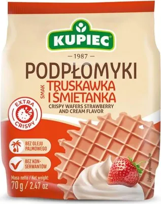 Zdjęcie produktu dla Podpłomyki Kupiec truskawka-śmietanka 70 g