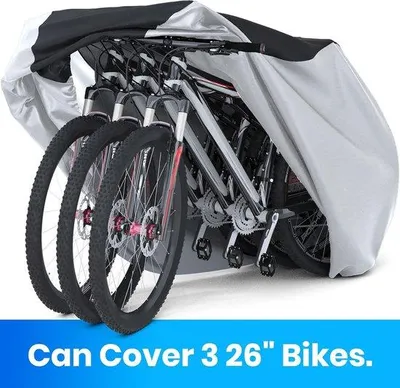 Produktbild von Famanu Fahrradhülle für 2-3 Fahrräder - 210T Oxford-Gewebe - Mit Aufbewahrungstasche - 200 x 105 x 110 cm