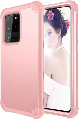 Produktbild von Galaxy S20 Ultra Hülle, 3 in 1 Hybrid PC TPU Stossfest Robust Schutzhülle für Samsung Galaxy S20 Ultra Roségold