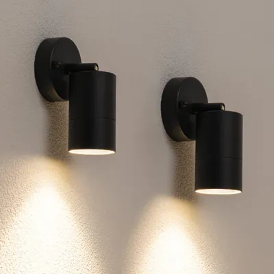 Produktbild von hoftronic LED Wandleuchten 4W 4000K GU10 IP44 Schwarz Set 2 Stück