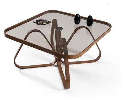 Image de Table basse chic de forme carrée avec cadre en bois incurvé