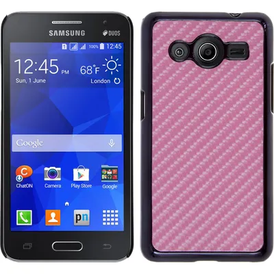 Produktbild von PhoneNatic Case kompatibel mit Samsung Galaxy Core 2 - Hülle pink Carbonoptik Hard-case + 2 Schutzfolien