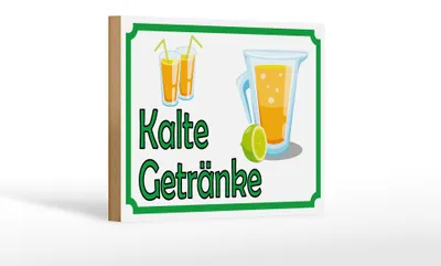 Produktbild von Holzschild Hinweis 18x12cm kalte Getränke Verkauf