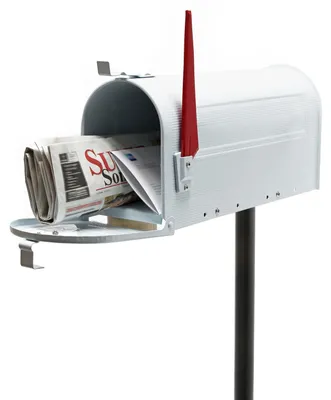 Amerikanischer Briefkasten, weiß, mit Standfuß