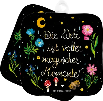 Produktbild von Mr. & Mrs. Panda Topflappen Magische Welt - Geschenk, Spruch schön, Frühlings Deko, Magische Momente, Topfuntersetzer, Ofenhandschuhe, Blumen Deko, Ofenhandschuh