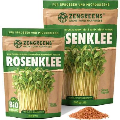 Produktbild von ZenGreens® Bio Rosenklee Keimsaat 200 g – Sprossensamen & Microgreens