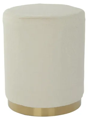 Produktbild von Padiro runder Polsterhocker Ø 36 x 44 cm - Beige - Stoffbezug aus Polyester - auch als Fußhocker nutzbar