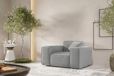 Productafbeelding van Designfauteuil CESINA, bekleed met stof Ascot in de kleur grijs