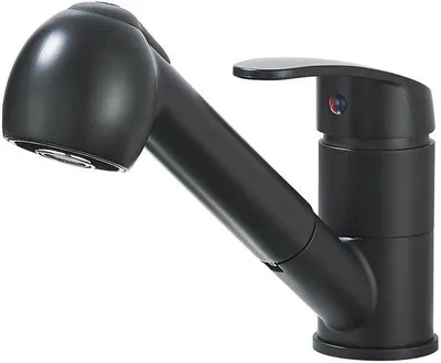 Produktbild von Schwarze Küchenmischbatterie mit Handdusche und 2 Strahlstufen