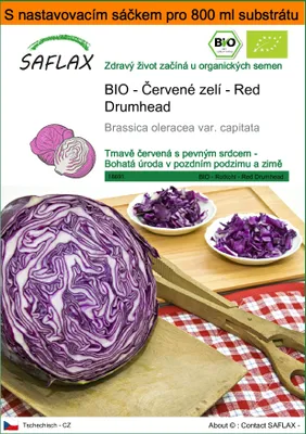 Obrázek produktu pro SAFLAX Garden in the bag - BIO - Červené zelí - Red Drumhead - Brassica oleracea var. capitata - 250 Semena - S pěstebním substrátem v praktickém samovztyčovacím sáčku