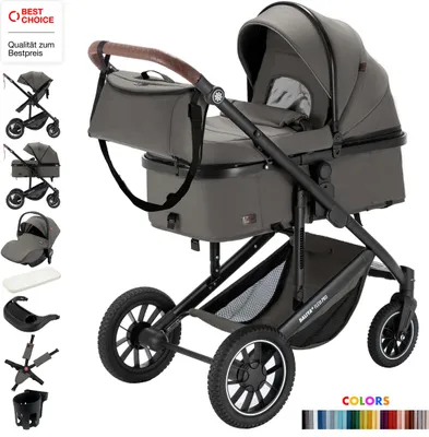 Obrázek produktu pro Daliya® FLEXI-PRO M 3v1 kočárek a sportovní kočárek s autosedačkou i-Size, paměťovými knoflíky, kočárek s autosedačkou, lehký, velký nákupní košík