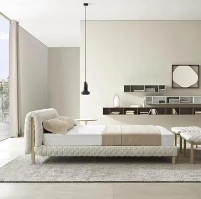 Produktbild von Modernes Weißes Bett Schlafzimmer Designer Doppelbetten Holzgestell
