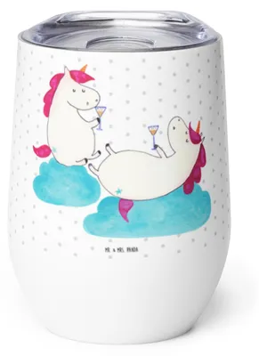 Produktbild von Mr. & Mrs. Panda Thermo Becher Einhorn Sekt - Weiß - Geschenk, Unicorn, Spaß, glühweinbecher, Party, Isolierbecher, Einhörner, thermosbecher, Thermobecher, kaffee tasse