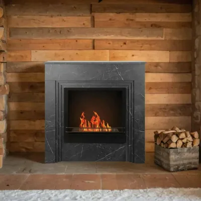 Image de Kinsasa - Cheminée Éthanol, 96x35x96h cm Noir, Capacité 1,8 L