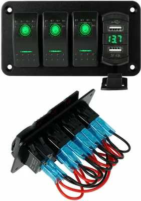 Immagine prodotto di Interruttore a bilanciere pannello auto Regolazione tipo doppio Usb+ Tensione Display digitale Luce verde