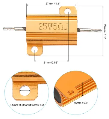 Produktbild von 5 Stk 25W 5 Ohm 5% Toleranz Aluminium Geh?use Drahtwiderst?nde Widerstand Sortiment Fall Drahtgewickelte Widerst?nde SchraubenTap Power fš¹r Maschinen Elektronik DIY Projekt Golden