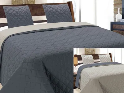 Produktbild von Zweiseitige Tagesdecken Vigo II Dunkelgrau- Silber 10- Ohne Kissenbezüge 220x240