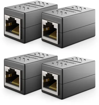Produktbild von deleyCON RJ45 Kupplung 1000 Mbit Gigabit LAN Adapter, 4 Stück - Schwarz