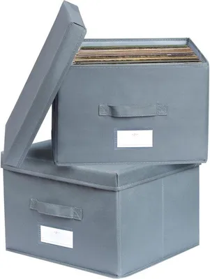 Produktbild von Famanu Aufbewahrungskisten - Faltbare Aufbewahrungsbox - Vielseitige und stilvolle Aufbewahrungskörbe mit Deckel (dunkelgrau - 36 x 32 x 24 cm)