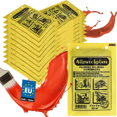 Zdjęcie produktu dla KOTARBAU® Zestaw 50 szt. Folia Malarska 4 x 5 m Folia Ochronna Budowlana Gruba Mocna Szara