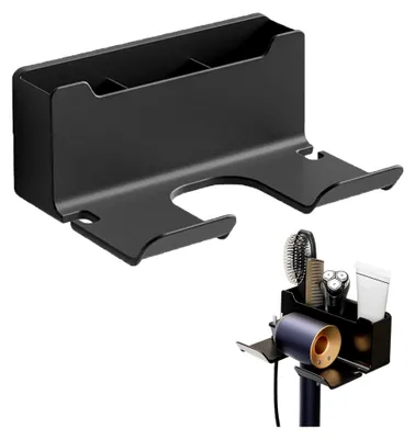 Produktbild von Haartrocknerhalter zur Wandmontage ohne Bohren, multifunktional, für Hotels, Bäder und Friseursalons (Schwarz)
