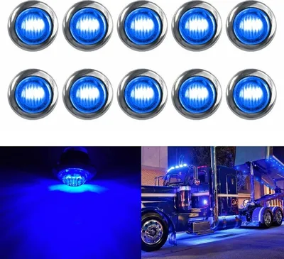 Image de 10 PCS MK-118 3/4 Inch Metal Frame Car/Truck 3LED Side Marker Indicator Light Bulb (Blue Light)