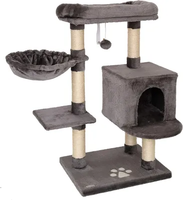 Obrázok produktu pre Škrabadlo 93 cm, nástenná montáž, sisal a plyš, tmavosivá, pre mačky
