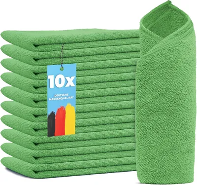 Productafbeelding van Microfibre Doeken Set van 10, 20 of 200 Stuks, Blauw, Rood, Geel, Groen, Schoonmaakdoeken voor Keuken