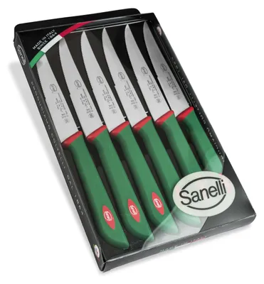 Steakmesser-Set 6 Stück, 12 cm, gezahnt, Edelstahl