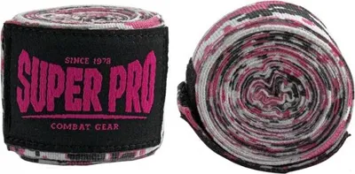 Zdjęcie produktu dla Półelastyczne bandaże Super Pro Combat Gear – kamuflaż różowy/czarny/biały – 250 cm
