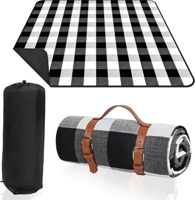 Produktbild von Wasserdichte Picknickdecke - 200 x 200 cm - Große, sanddichte Stranddecke - Campingdecke mit Tragegriff - XXL, tragbar - Waschbar - Strandmatte
