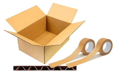 Produktbild von 20 Faltkartons Kartons 1 wellig 650 x 350 x 370 mm - KK 129 Versandkarton & 2 Rollen Papierklebeband