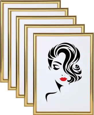 Produktbild von 3er 5er Set Classic Leichter Kunststoff  Bilder Foto Rahmen Poster  Schutz BD - Farbe: 5er Pack Gold | Format: 50x70