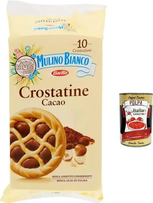 Produktbild von 12x Mulino Bianco Crostatina mit Kakaocreme und Haselnüssen – Frühstück und süßer Snack für den Nachmittag – 10 Törtchen (400 g) + Italian Gourmet polpa 400g