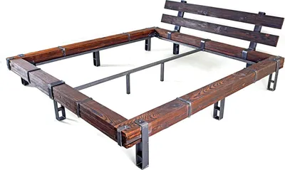 Obrázek produktu pro CHYRKA® Dřevěná postel (200x200 cm, barva Natural) LEMBERG dvojitý rám na postel z přírodního dřeva, masivní kov, ručně vyráběné dřevo