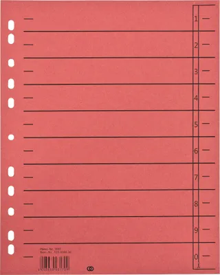 Produktbild von Trennblatt oeco 1459 A4 230g Karton rot 100 Stück Packung mit 10 Stück