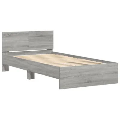 Produktbild von Bettgestell mit Kopfteil Grau Sonoma 100x200 cm Holzwerkstoff