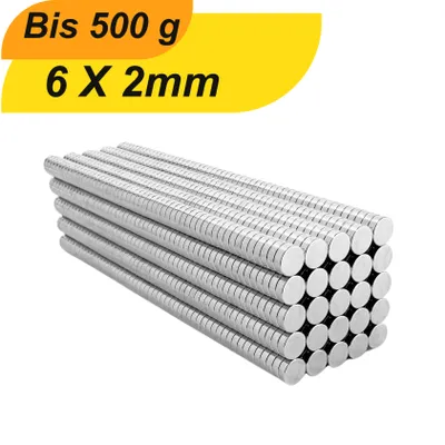 Produktbild von 20x Starker Neodym Magnet 6x2 mm – Extra Kraft Mini-Magnet N38 – Für Kühlschrank, Whiteboard, Werkstatt, DIY & Haushalt – Scheibenmagnet Silber