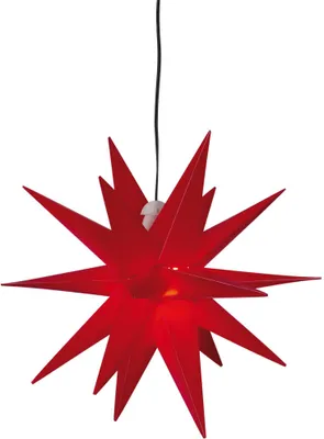 Produktbild von Sterntaler Dekostern | Weihnachtsstern Kunststoff | 18-Zacker | Faltstern | 25cm | Innen und Außen | LED | Netzstecker, Farbe:rot
