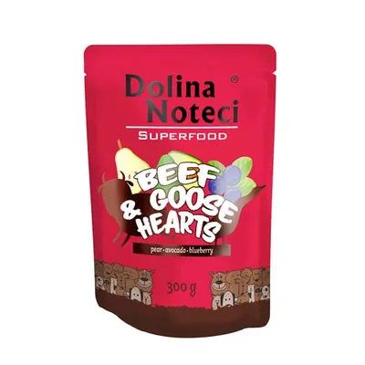 Obrázek produktu pro DOLINA NOTECI SUPERFOODS hovězí a husí srdíčka kapsička pro psy 300 g