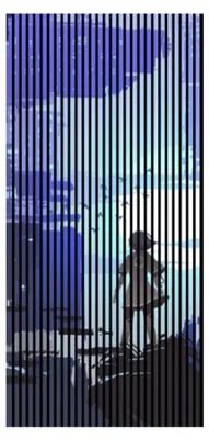 Produktbild von Akustikpaneele mit Digitaldruck Aloy01 19 x 1133 x 2400 mm Computer Gaming MDF PET-Fasern Wandpaneele Blau Schwarz 2 Einzelplatten