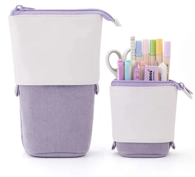 Produktbild von Federmäppchen mit Reißverschluss, 2-in-1 Federmäppchen und Stiftehalter, erweiterbar, für Mädchen und Teenager.