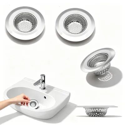 Produktbild von Abflusssieb Edelstahl 4 Stück 7,3 cm Silber für Spüle, Bad, Küche