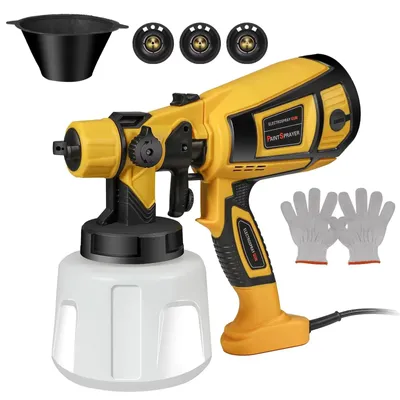 Produktbild von Elektrische Farbspritzpistole - 1000 W Farbsprühsystem - 1400 ml Behälter - 6 Kupferdüsen - für Möbel Garten Wände - EU Stecker - Style B